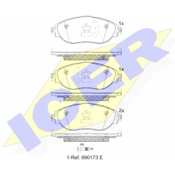 Тормозные колодки Icer 182018-204 передние/ дисковые photo 2 Тормозные колодки Icer 182018-204 передние/ дисковые photo 2