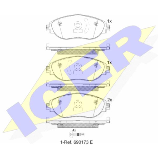 Тормозные колодки Icer 182018-204 передние/ дисковые photo 2 Тормозные колодки Icer 182018-204 передние/ дисковые photo 2