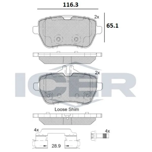 Plăcuțe de frână Icer 182076 spate/ disk photo 2 Plăcuțe de frână Icer 182076 spate/ disk photo 2