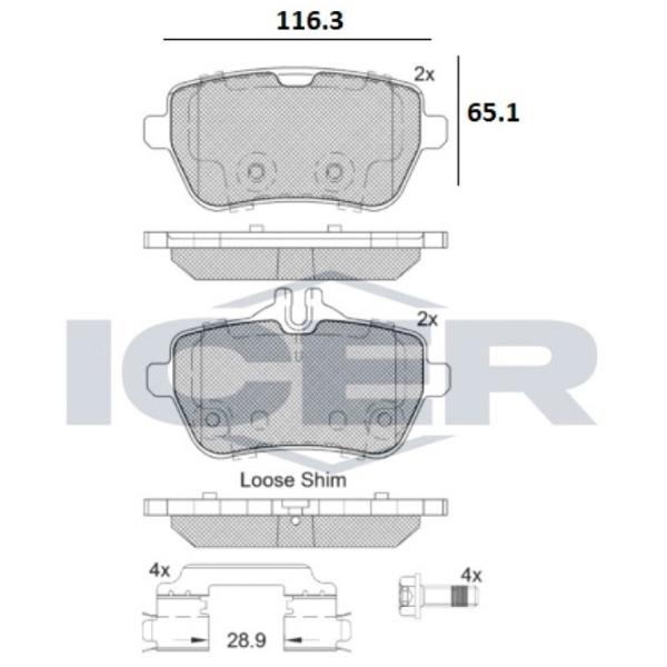 Plăcuțe de frână Icer 182076 spate/ disk photo 2 Plăcuțe de frână Icer 182076 spate/ disk photo 2