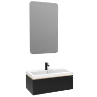 Dulap cu lavoar Creavit Ante Pe perete/ MDF/ Black photo 2