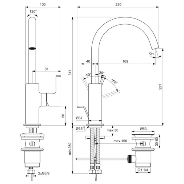 Смеситель для умывальника Ideal Standard BC777A5 однорычажный photo 3