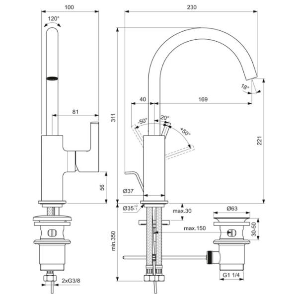 Смеситель для умывальника Ideal Standard BC777A5 однорычажный photo 3