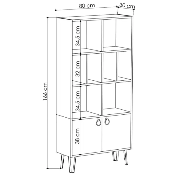 Шкаф с полками Showdeko Bene Bookcase 166см x 80см x 30см/ ЛДСП photo 4