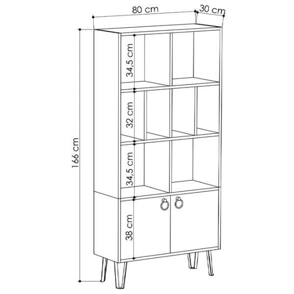 Шкаф с полками Showdeko Bene Bookcase 166см x 80см x 30см/ ЛДСП photo 4