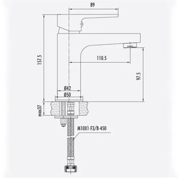 Смеситель для умывальника Creavit Sharp SR1500S однорычажный photo 3