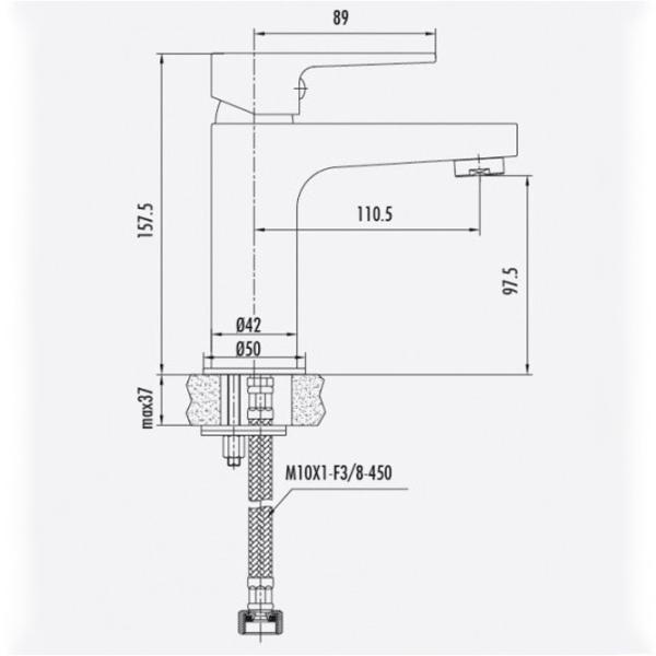 Смеситель для умывальника Creavit Sharp SR1500S однорычажный photo 3