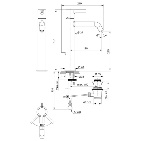 Смеситель для умывальника Ideal Standard Joy Brushed BC781A2 однорычажный photo 4