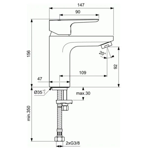 Смеситель для умывальника Ideal Standard Ceraplan III Slim M BC567AA однорычажный photo 3