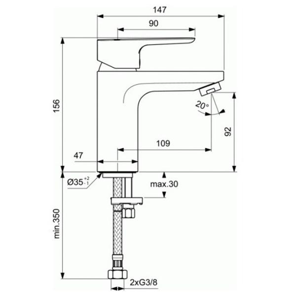 Смеситель для умывальника Ideal Standard Ceraplan III Slim M BC567AA однорычажный photo 3