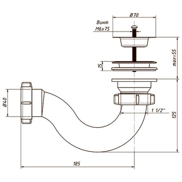 Sifon pentru cada-duș Orio A-4258 70 mm/ Inox photo 2