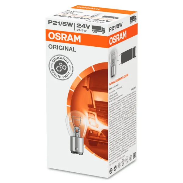 Автомобильная лампа Osram 7537 Накал/ P21/ 5/ BAY15d/ 21 - 5 Вт/ 440 лм photo 2 Автомобильная лампа Osram 7537 Накал/ P21/ 5/ BAY15d/ 21 - 5 Вт/ 440 лм photo 2
