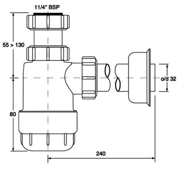 Sifon pentru lavoar McAlpine HC2 32 mm/ Polipropilenă photo 2
