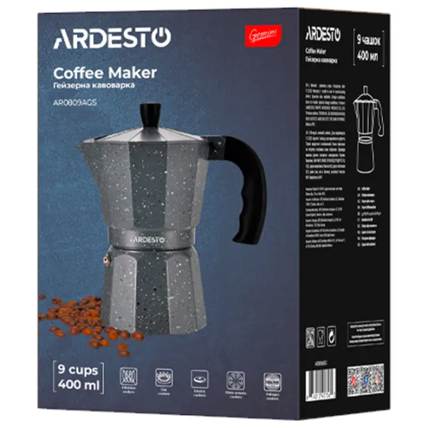Гейзерная кофеварка Ardesto AR0809AGS 0.4л / Алюминий / Серый photo 6
