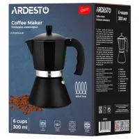 Cafetieră gheizer Ardesto AR0806AIB 0.3l / Aluminiu / Black photo 6