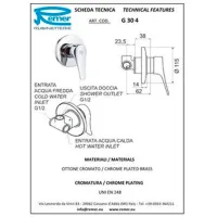 Смеситель для душа Remer GIGA 304 М Латунь photo 2