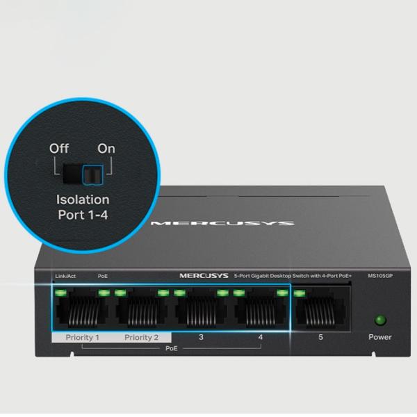 Коммутатор Mercusys MS105GP Черный photo 4