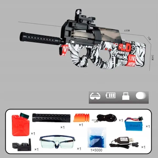 Игрушечный автомат Blaster P90 RS516C 14+ / Гелевые шарики / Черный photo 8