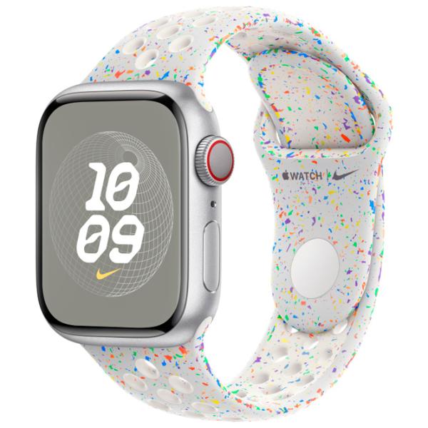 Curelușă Apple Watch 9 Nike Sport Band Fluoroelastomer/ 41 mm/ White Multicolor photo 4