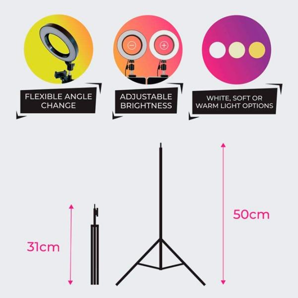 Штатив с круглой лампой Red5 Home Vlogging kit Черный photo 6
