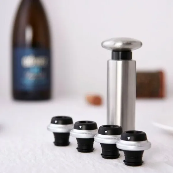 Dop de vid Circle Joy Set dopuri de vid cu pompa pentru vin Silver photo 4