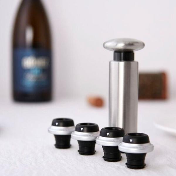 Dop de vid Circle Joy Set dopuri de vid cu pompa pentru vin Silver photo 4