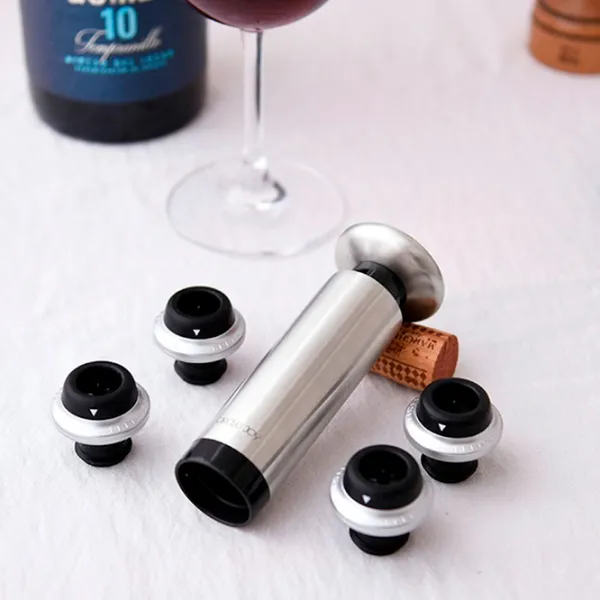 Dop de vid Circle Joy Set dopuri de vid cu pompa pentru vin Silver photo 5