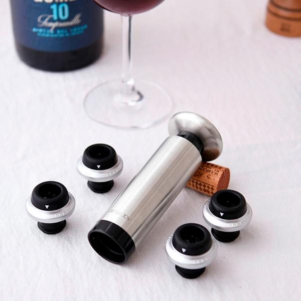 Dop de vid Circle Joy Set dopuri de vid cu pompa pentru vin Silver photo 5