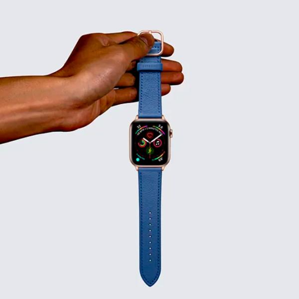 Curelușă Apple Watch Genuine Leather Band Piele/ 42, 44, 45, 49 mm/ Blue Brown photo 3 Curelușă Apple Watch Genuine Leather Band Piele/ 42, 44, 45, 49 mm/ Blue Brown photo 3