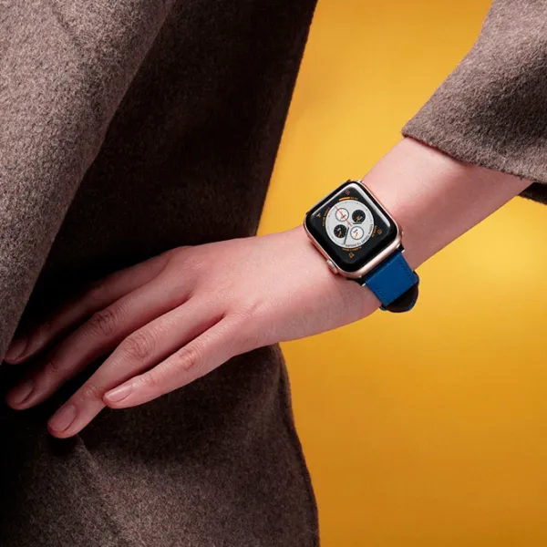 Curelușă Apple Watch Genuine Leather Band Piele/ 42, 44, 45, 49 mm/ Blue Brown photo 4 Curelușă Apple Watch Genuine Leather Band Piele/ 42, 44, 45, 49 mm/ Blue Brown photo 4