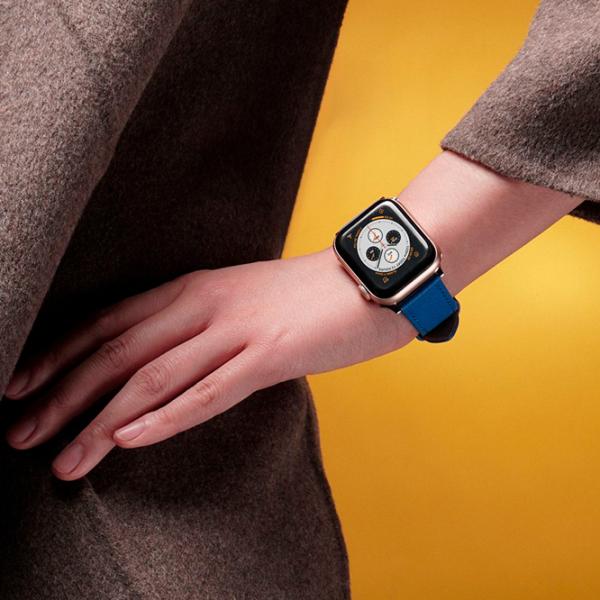 Curelușă Apple Watch Genuine Leather Band Piele/ 42, 44, 45, 49 mm/ Blue Brown photo 4 Curelușă Apple Watch Genuine Leather Band Piele/ 42, 44, 45, 49 mm/ Blue Brown photo 4