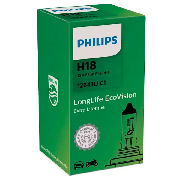 Lampă auto Philips 12643LLC1 Halogen/ H18/ PY26d-1/ 65 W/ 1700 lm photo 3