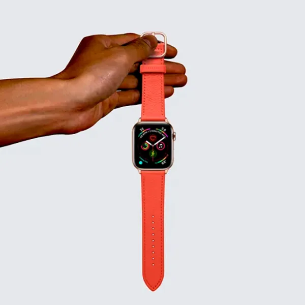 Curelușă Apple Watch Genuine Leather Band Piele/ 42, 44, 45, 49 mm/ Orange photo 2 Curelușă Apple Watch Genuine Leather Band Piele/ 42, 44, 45, 49 mm/ Orange photo 2