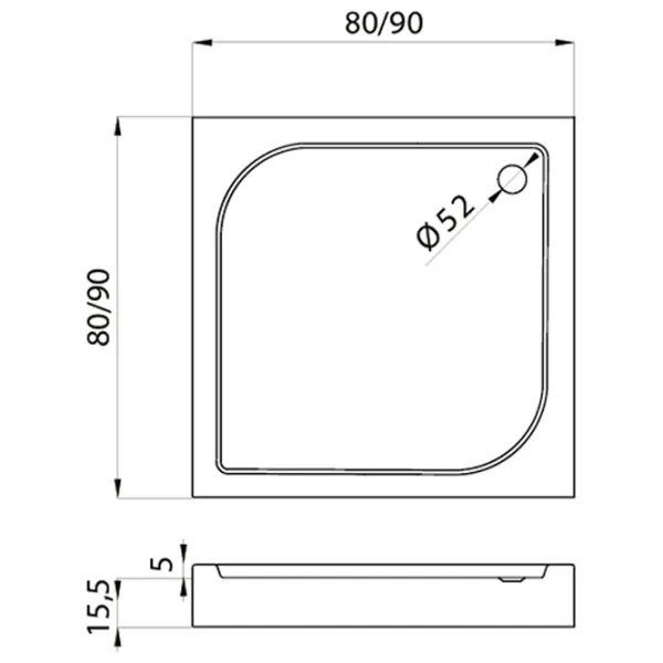 Душевой поддон New Trendy Domio B-0348 Квадратная photo 2