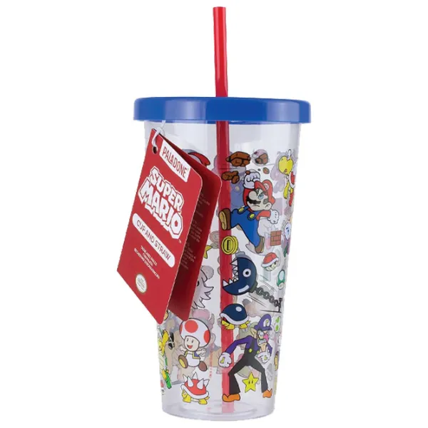 Pahar Paladone Super Mario Plastic Cup and Straw 0.7l / Plastic / Multicolor photo 2