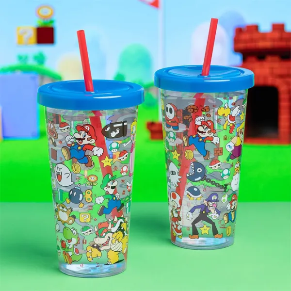 Pahar Paladone Super Mario Plastic Cup and Straw 0.7l / Plastic / Multicolor photo 3