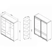 Dulap Glisant Ambianta Clasic 180 x 58 x 224 / Piele artificială / Sonoma închis photo 2