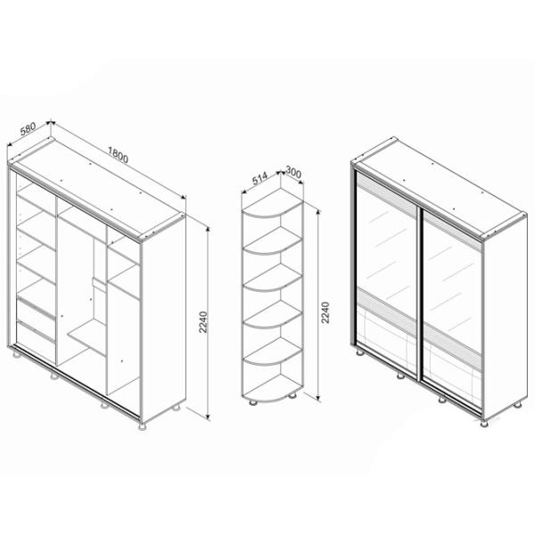 Шкаф Раздвижной Ambianta Clasic 180 x 58см x 224 / Искусственная кожа / Кремовый photo 2 Шкаф Раздвижной Ambianta Clasic 180 x 58см x 224 / Искусственная кожа / Кремовый photo 2