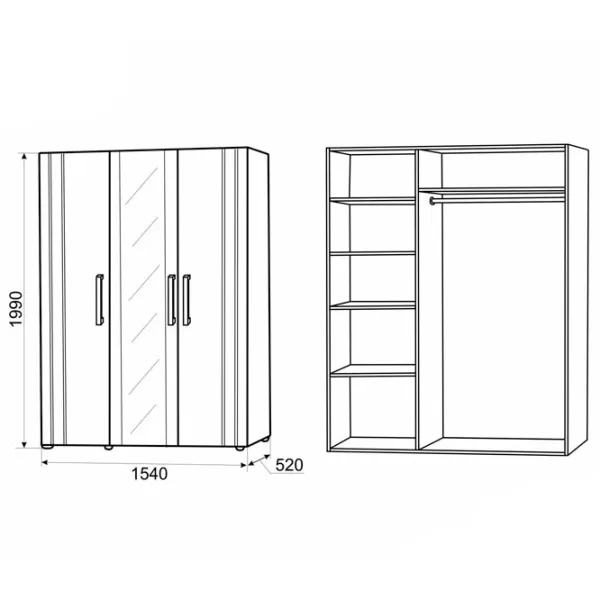 Шкаф Линейный Ambianta Fenix 154 x 52см x 199 / ЛДСП / Hacienda Gray photo 2 Шкаф Линейный Ambianta Fenix 154 x 52см x 199 / ЛДСП / Hacienda Gray photo 2