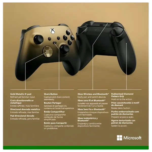 Геймпад Microsoft Gold Shadow Special Edition Беспроводные / 12 buttons / Черный photo 12