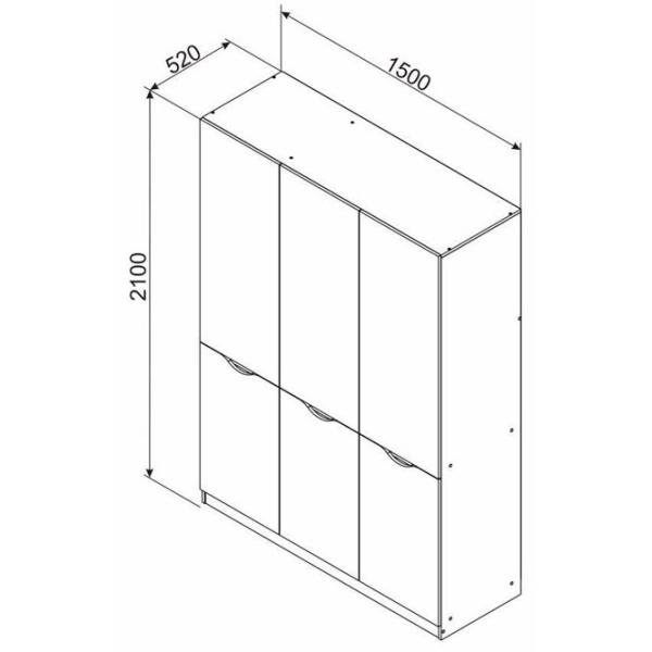 Шкаф Линейный Ambianta Happy 150 x 52см x 210 / ЛДСП / Белый самоа photo 3 Шкаф Линейный Ambianta Happy 150 x 52см x 210 / ЛДСП / Белый самоа photo 3