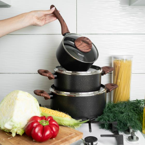 Набор кастрюль Fissman 4348 4.9 л Алюминий/ Черный photo 18