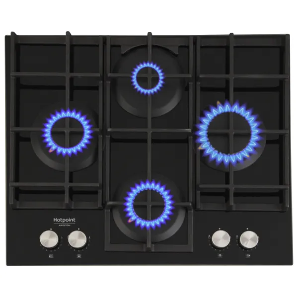 Plită încorporabilă pe gaz Hotpoint-Ariston HAGS 61F/ BK Sticlă călită/ Black photo 2