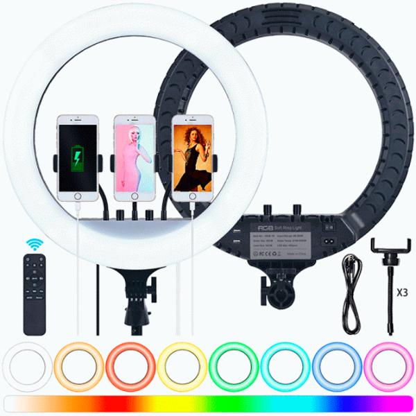 Штатив с круглой лампой Selfie Ring Light RL-18 457 мм Черный photo 4