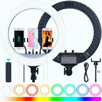Trepied cu lampă Selfie Ring Light RL-18 457 mm Black photo 4