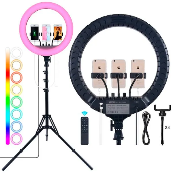 Штатив с круглой лампой Selfie Ring Light RL-18 457 мм Черный photo 5