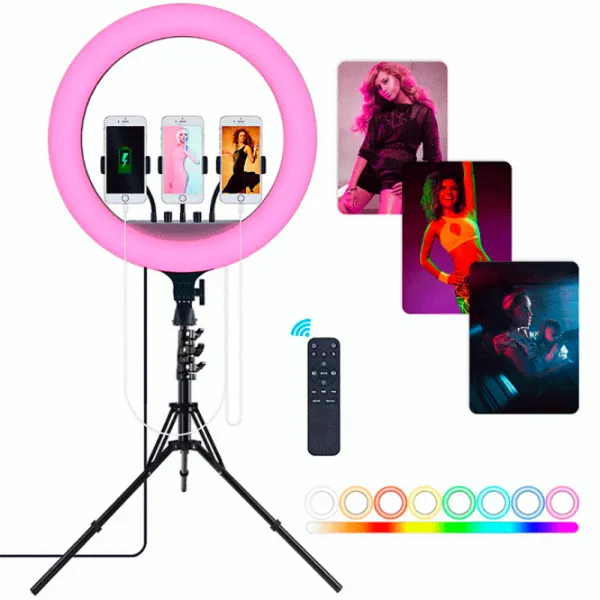 Штатив с круглой лампой Selfie Ring Light RL-18 457 мм Черный photo 6