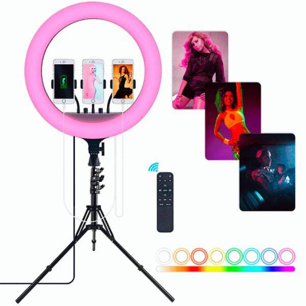 Штатив с круглой лампой Selfie Ring Light RL-18 457 мм Черный photo 6