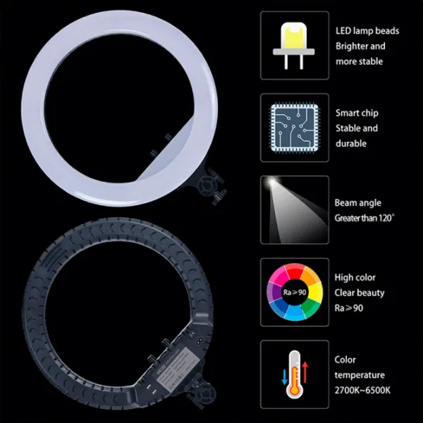 Штатив с круглой лампой Selfie Ring Light RL-18 457 мм Черный photo 11