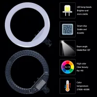Trepied cu lampă Selfie Ring Light RL-18 457 mm Black photo 11